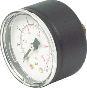 Vale® 40mm Centre Back Panel Mounted Pressure Gauge BSPP