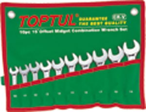 Toptul® 10 Piece 15° Midget Combination Wrench Set